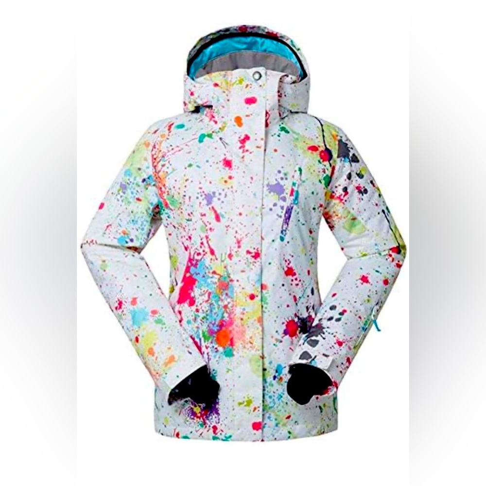 Gsou Women's Warm Waterproof Windproof Colorful Snowboard Jacket- size L